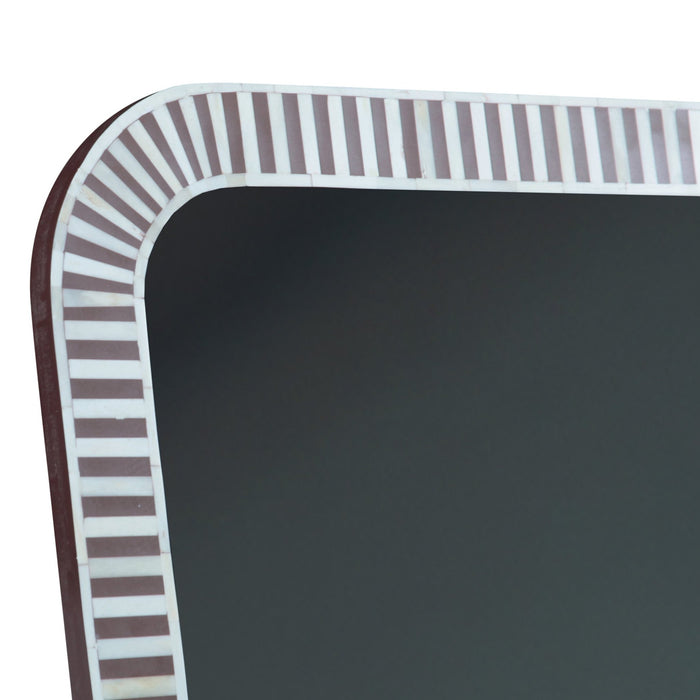 Alexandria Mirror Frame in Brown and White Striped Pattern - World Interiors