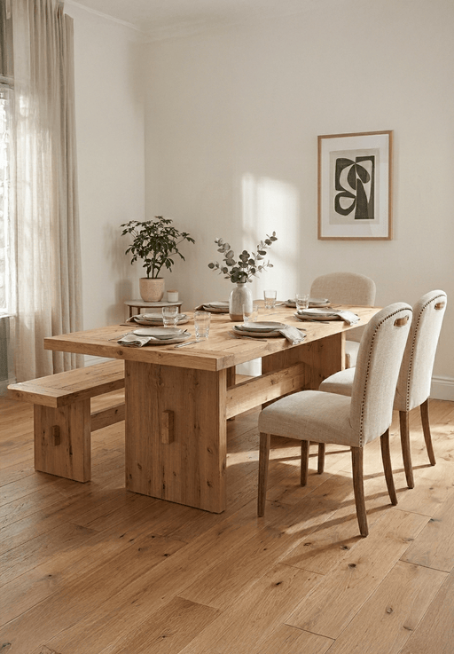 Alpine 85" Modern Dining Table in Distressed Oak - World Interiors