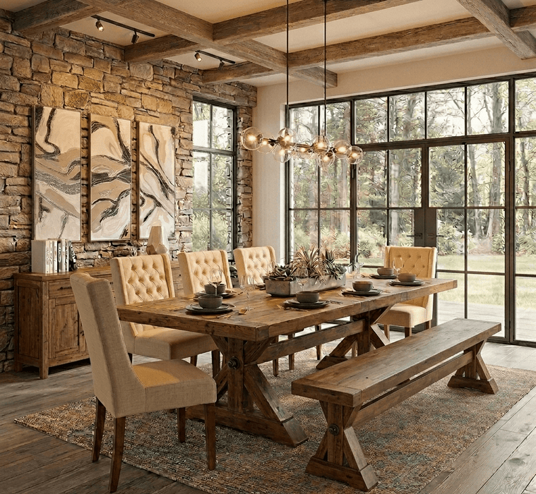 Aspen 82" Solid Birch Wood Dining Bench | World Interiors