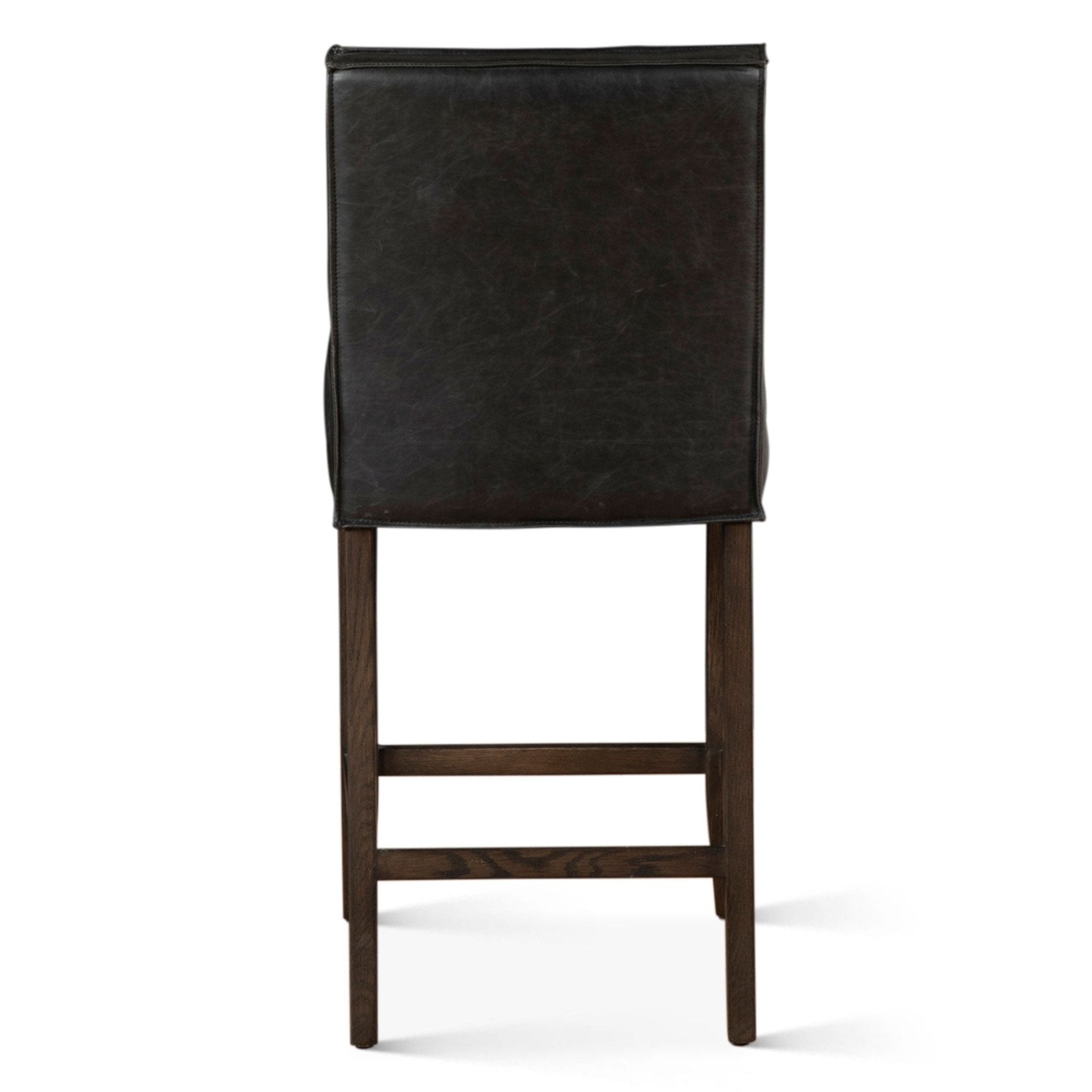 Aven Counter Chair in Black Leather - World Interiors