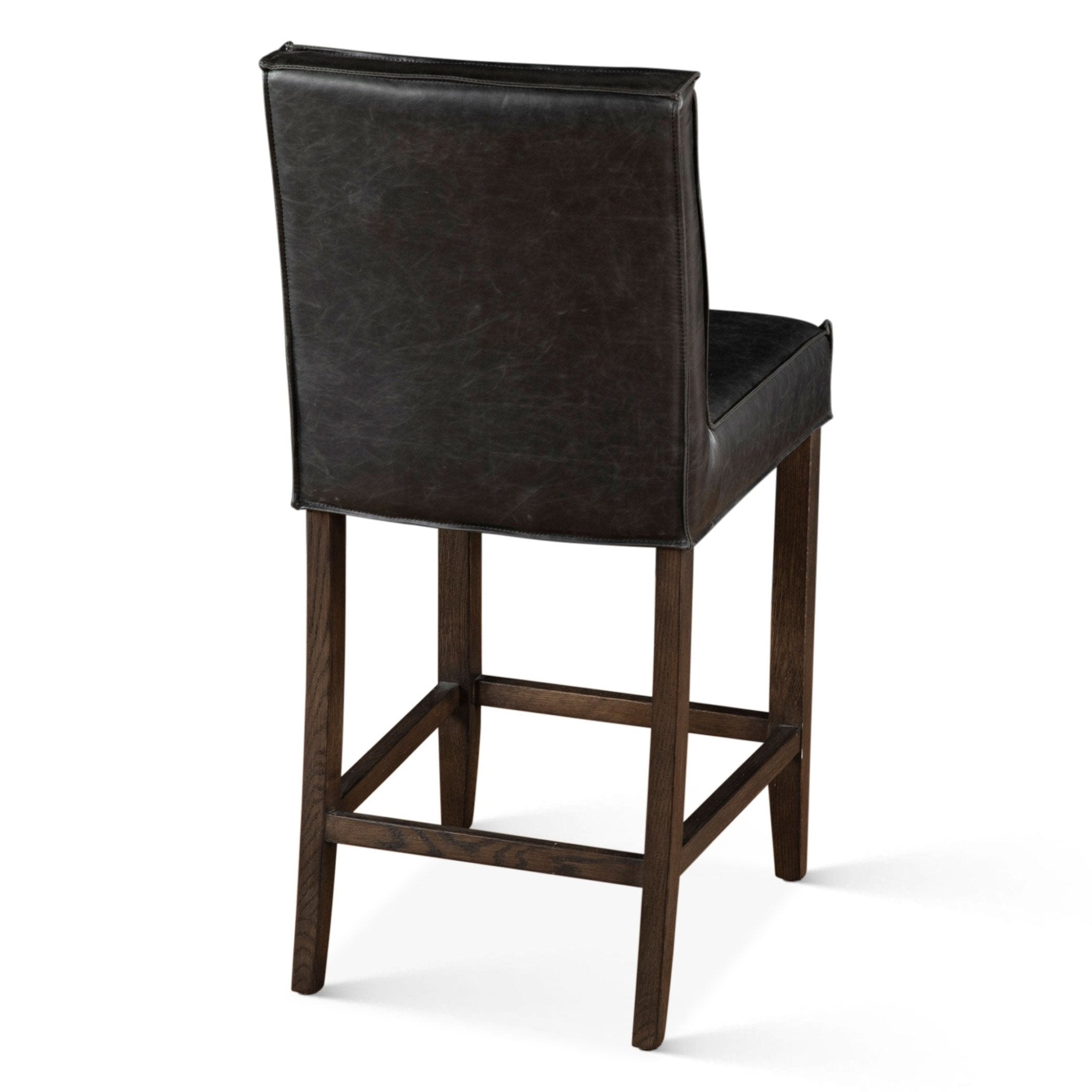 Aven Counter Chair in Black Leather - World Interiors