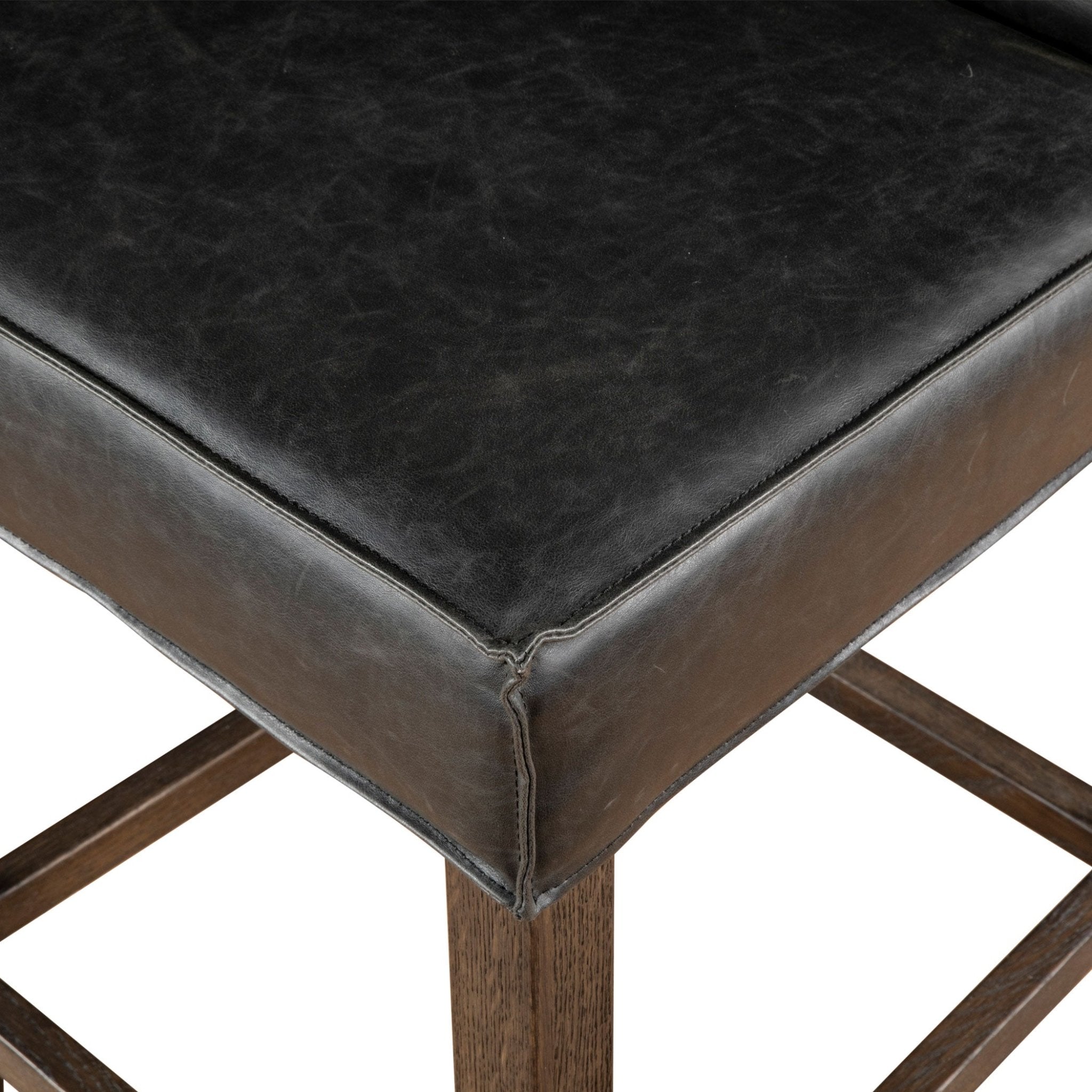 Aven Counter Chair in Black Leather - World Interiors