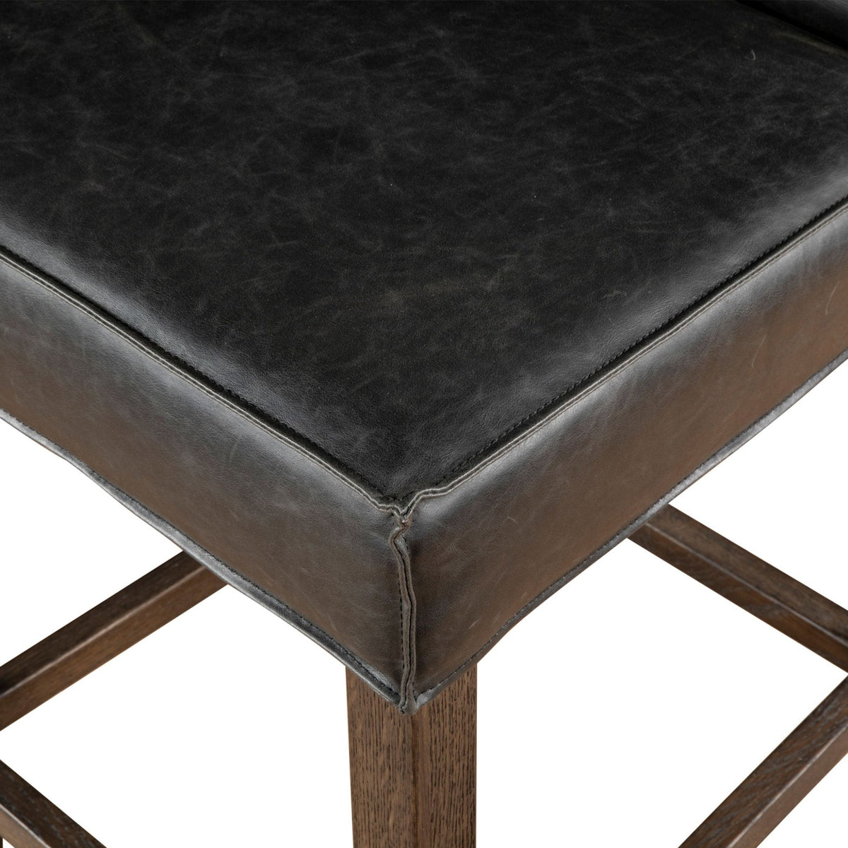 Aven Counter Chair in Black Leather - World Interiors