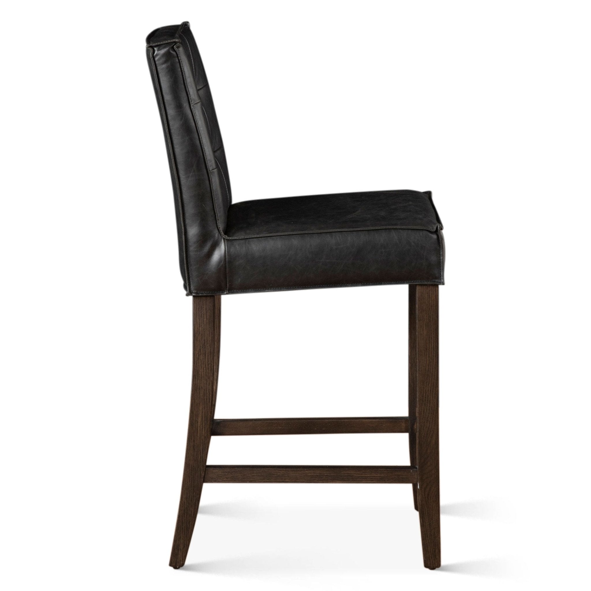 Aven Counter Chair in Black Leather - World Interiors