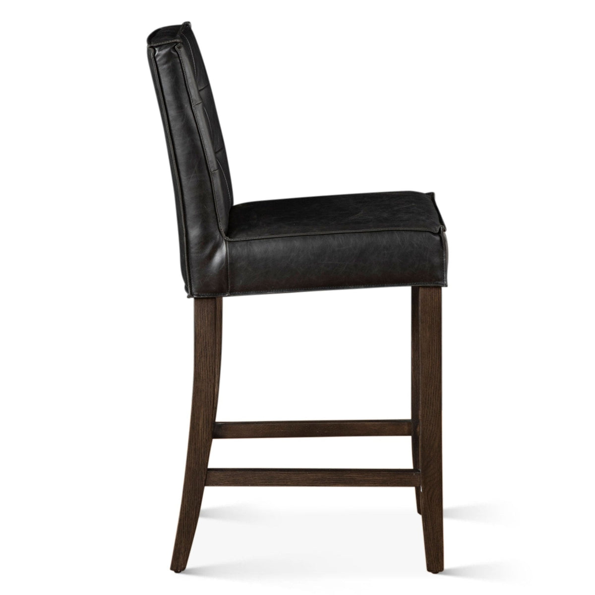 Aven Counter Chair in Black Leather - World Interiors