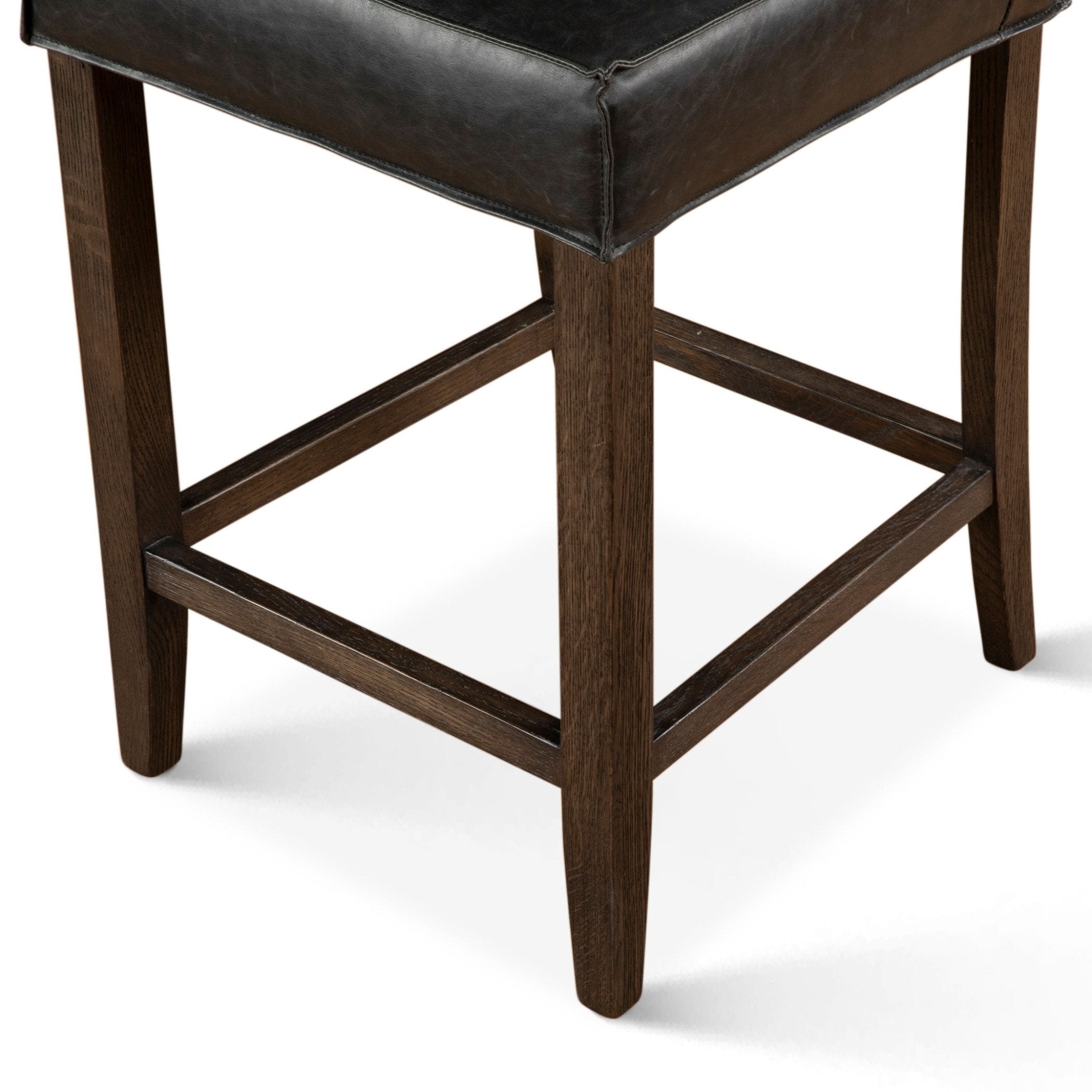 Aven Counter Chair in Black Leather - World Interiors