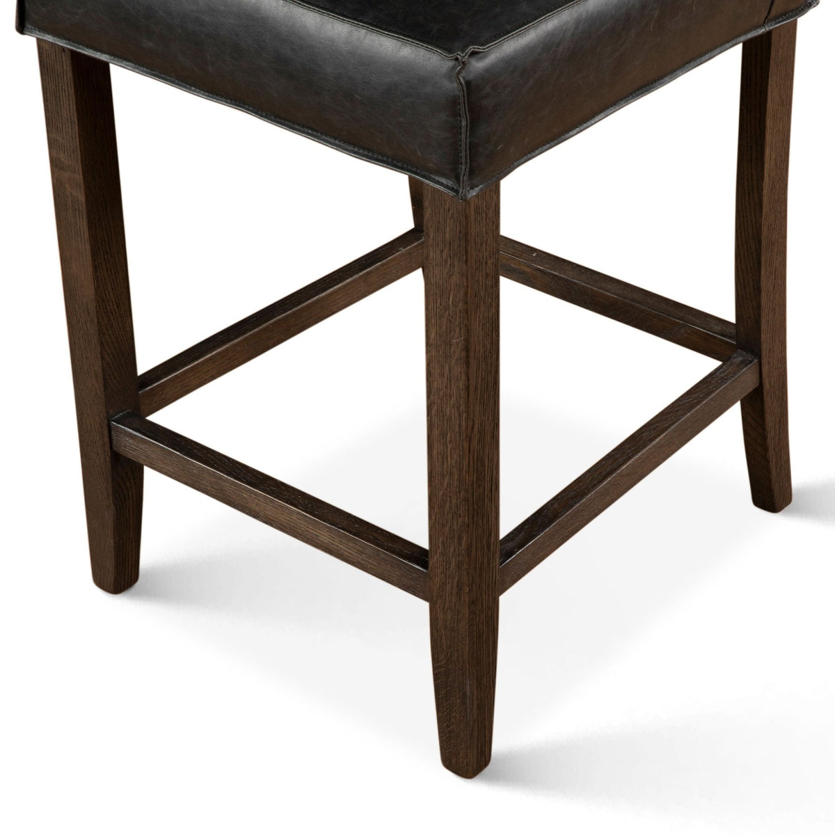 Aven Counter Chair in Black Leather - World Interiors