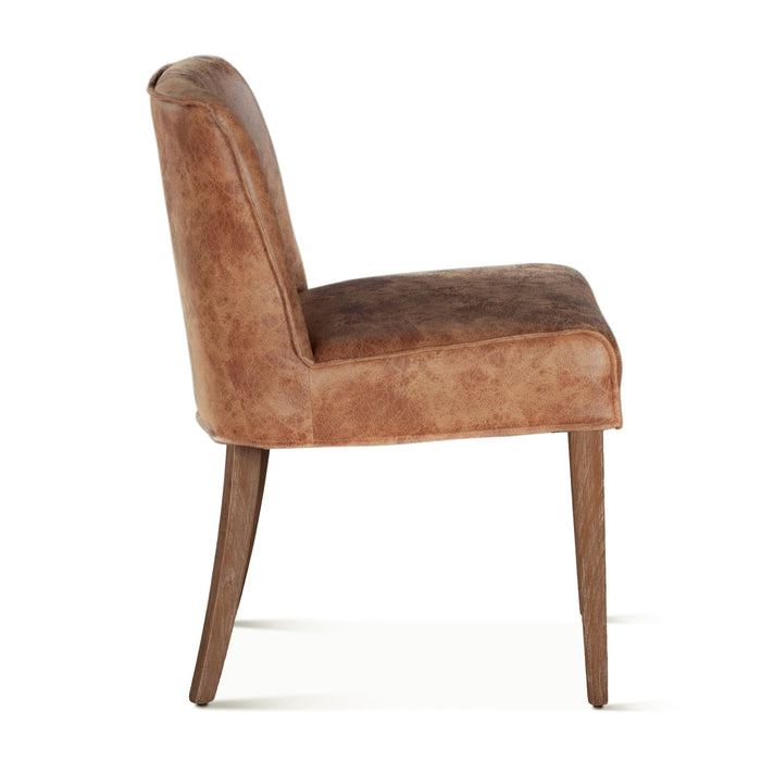 Avery Dining Chair in Tan Leather with Natural Legs - World Interiors
