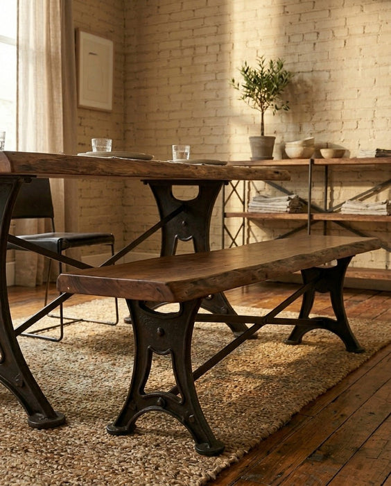 Blayne 80" Rustic Farmhouse Live - Edge Dining Table - World Interiors