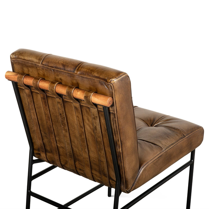 Brisbane 19" Stockton Leather Dining Chair in Antique Whiskey - World Interiors