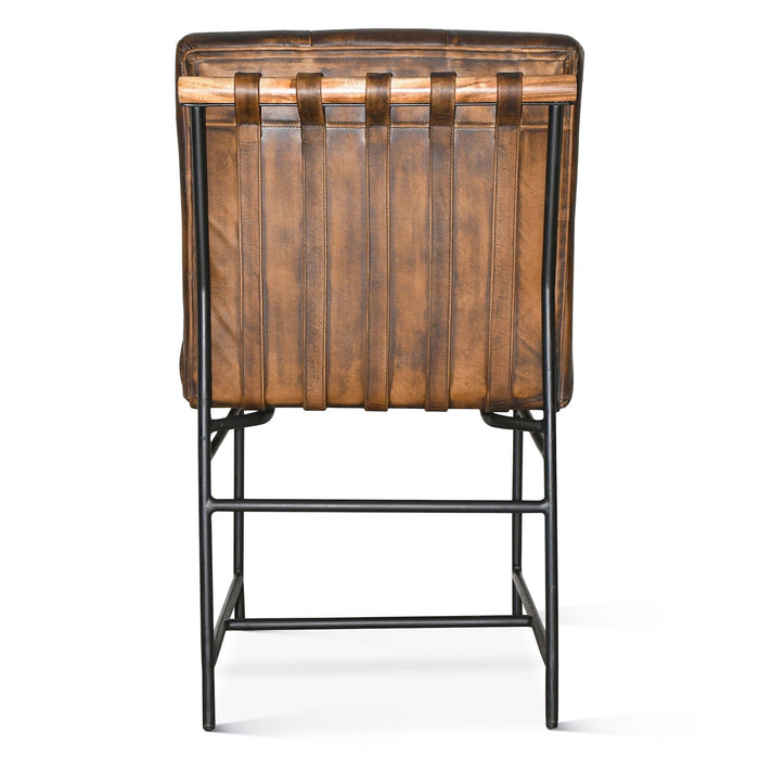 Brisbane 19" Stockton Leather Dining Chair in Antique Whiskey - World Interiors