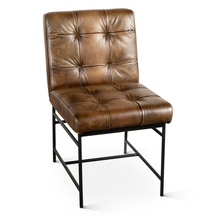 Brisbane 19" Stockton Leather Dining Chair in Antique Whiskey - World Interiors