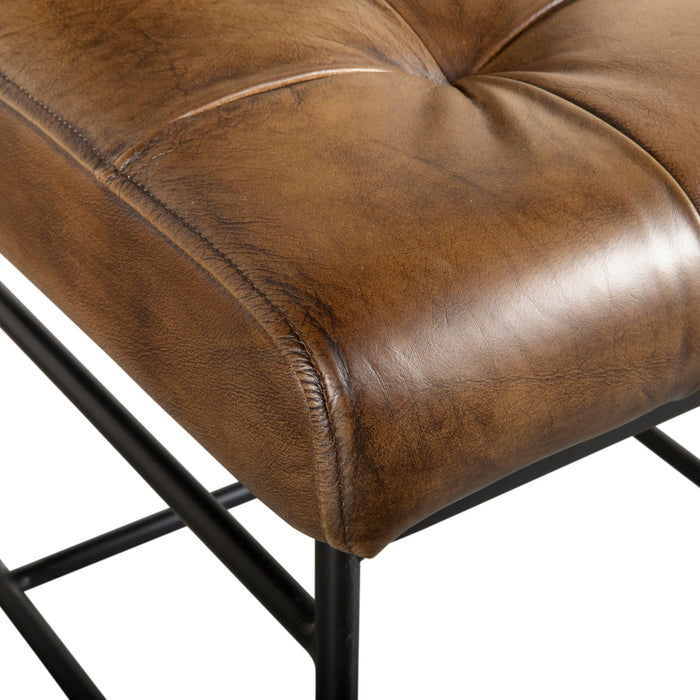 Brisbane 19" Stockton Leather Dining Chair in Antique Whiskey - World Interiors