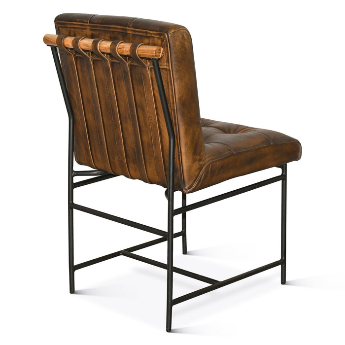 Brisbane 19" Stockton Leather Dining Chair in Antique Whiskey - World Interiors
