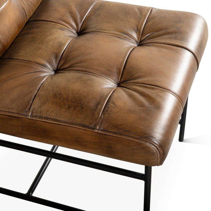 Brisbane 19" Stockton Leather Dining Chair in Antique Whiskey - World Interiors