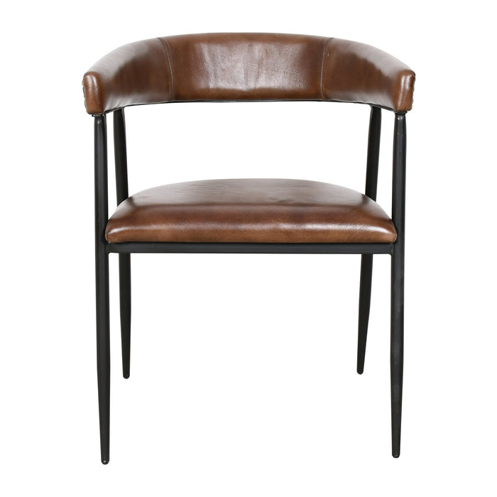 Brisbane Halstead Dining Chair in Chestnut Leather - World Interiors