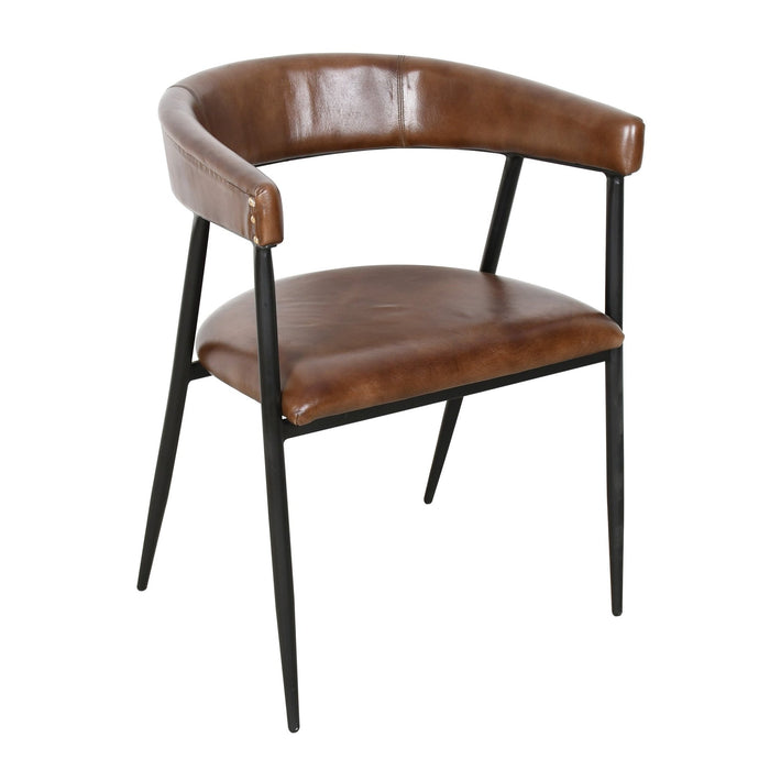 Brisbane Halstead Dining Chair in Chestnut Leather - World Interiors