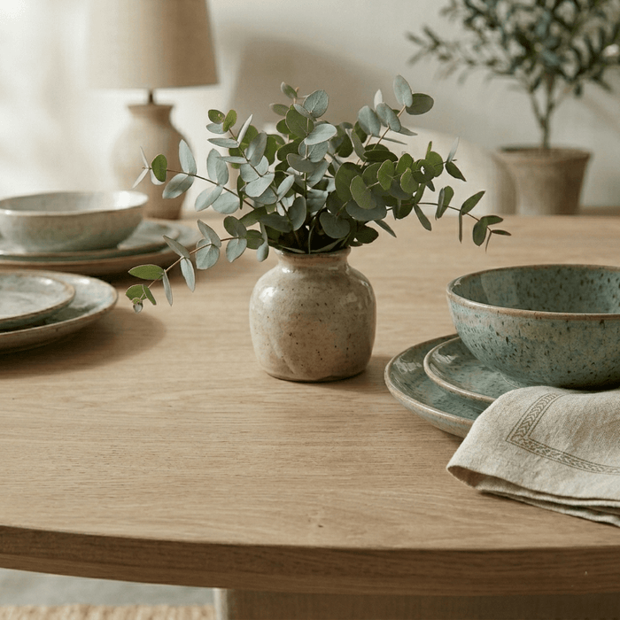 Calabasas 54" Modern Round Dining Table in Natural White - World Interiors
