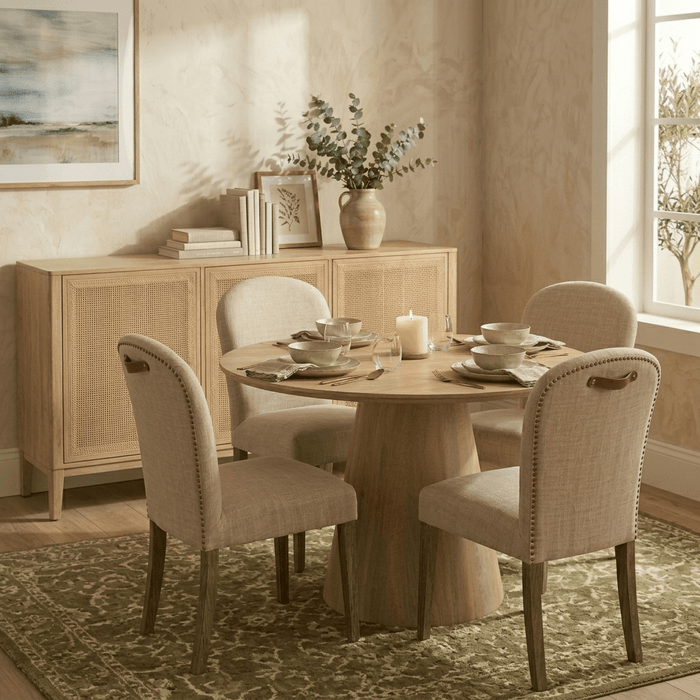 Calabasas 54" Modern Round Dining Table in Natural White - World Interiors