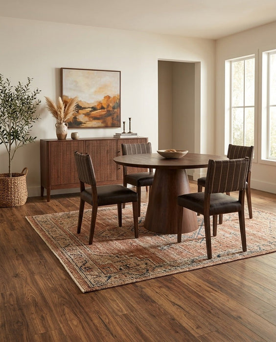 Calabasas 54" Modern Round Dining Table in Toffee Nut - World Interiors