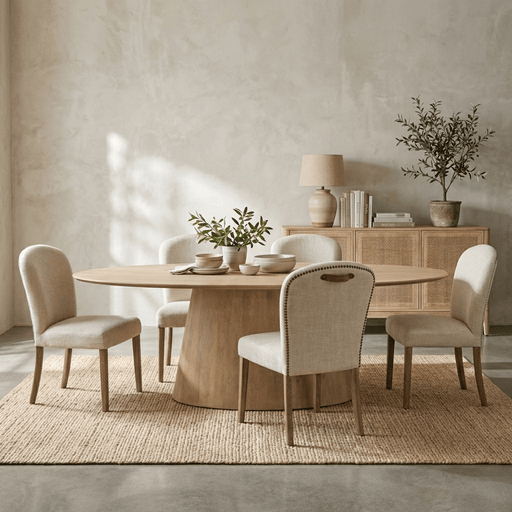 Calabasas 86" Modern Oval Dining Table in Natural White - World Interiors