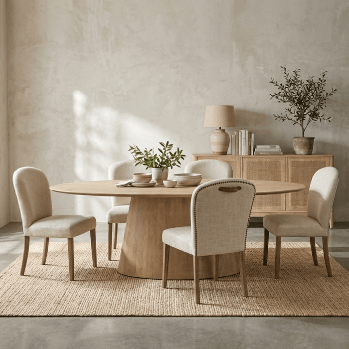 Calabasas 86" Modern Oval Dining Table in Natural White - World Interiors
