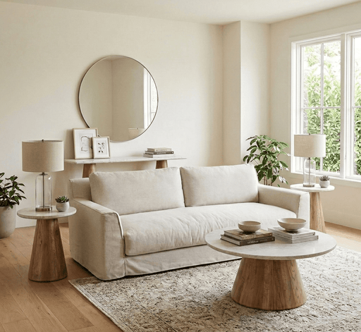 Caldera 3 - Piece Marble Accent Table Set (Coffee Table + 2 Side Tables) - World Interiors