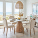 Caldera 48" White Travertine Dining Table with Light Oak Base - World Interiors