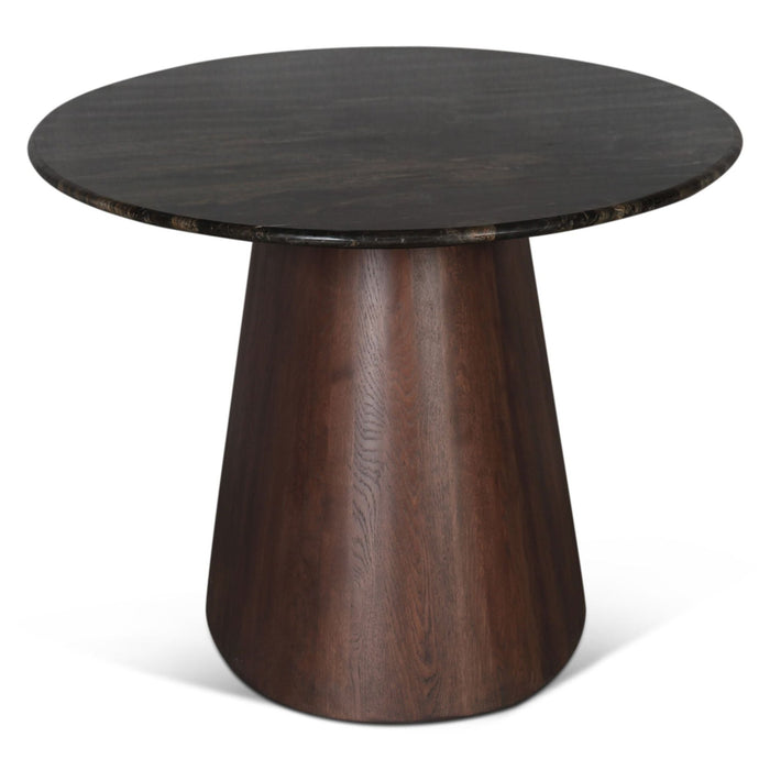 Caldera 90" Lava Marble Oval Dining Table with Dark Oak Base - World Interiors
