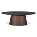 Caldera Lava Marble Oval Coffee Table with Dark Oak Base - World Interiors