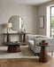 Caldera Lava Marble Oval Coffee Table with Dark Oak Base - World Interiors