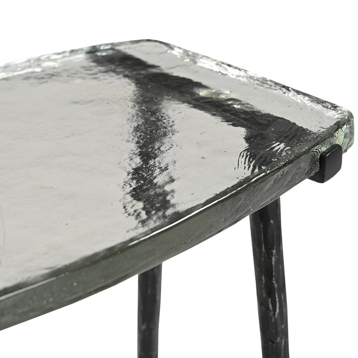 Calloway 17" Rustic Side Table with Glass Top - World Interiors