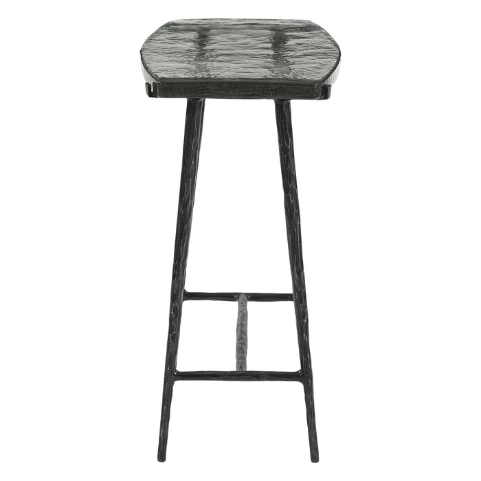 Calloway 17" Rustic Side Table with Glass Top - World Interiors