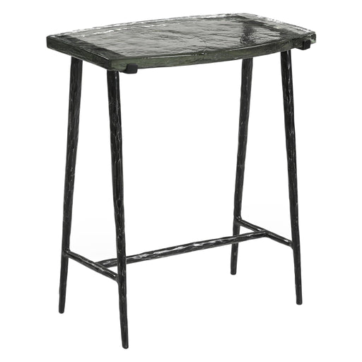 Calloway 17" Rustic Side Table with Glass Top - World Interiors