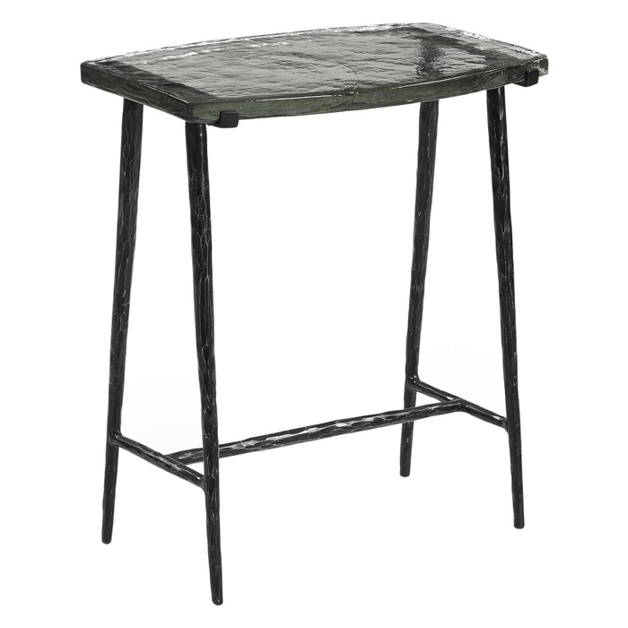 Calloway 17" Rustic Side Table with Glass Top - World Interiors