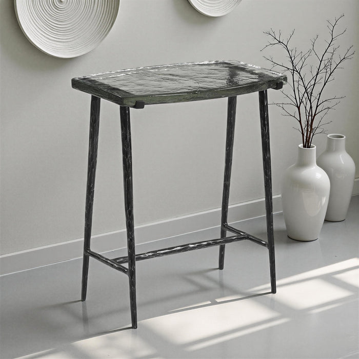 Calloway 17" Rustic Side Table with Glass Top - World Interiors