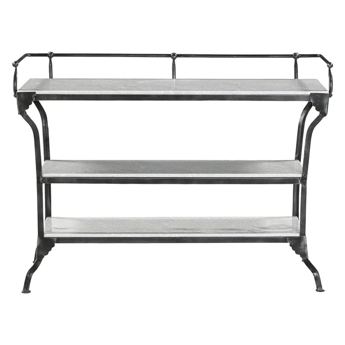 Calloway 50" White Marble Industrial Console Table - World Interiors