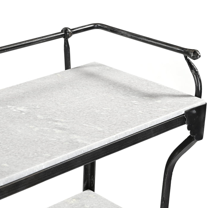 Calloway 50" White Marble Industrial Console Table - World Interiors