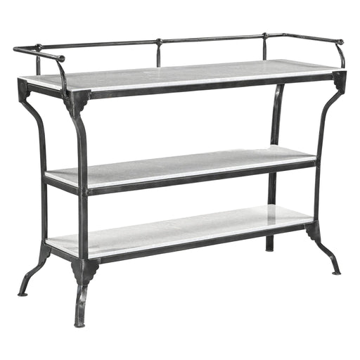 Calloway 50" White Marble Industrial Console Table - World Interiors