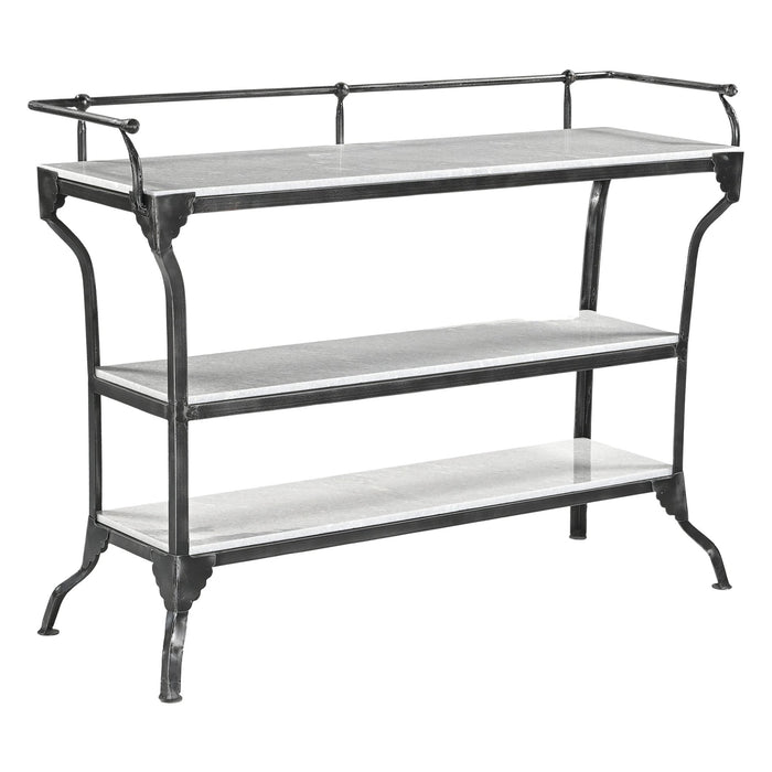 Calloway 50" White Marble Industrial Console Table - World Interiors
