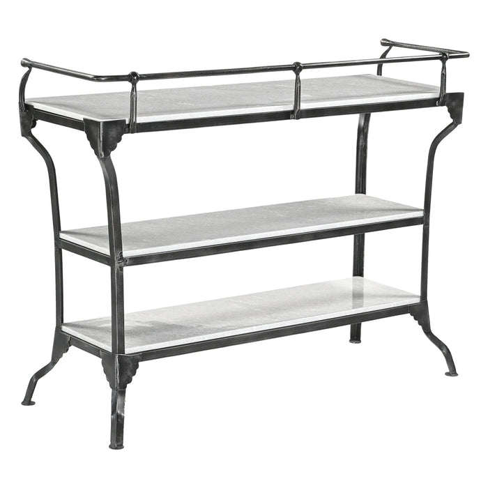 Calloway 50" White Marble Industrial Console Table - World Interiors