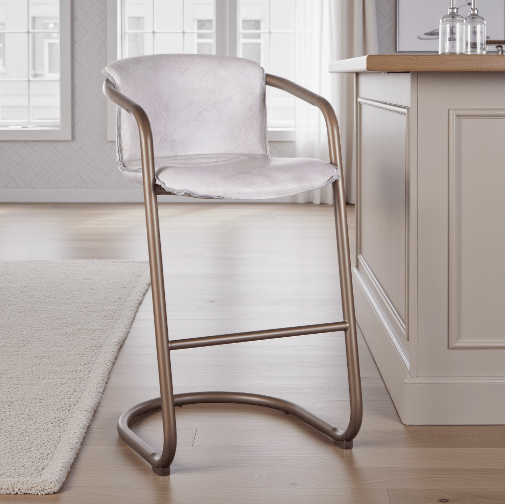 Chiavari Industrial Modern Leather Barstool - World Interiors