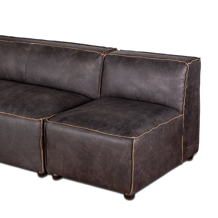 Chiavari Modular Sectional in Distressed Ebony Leather - World Interiors