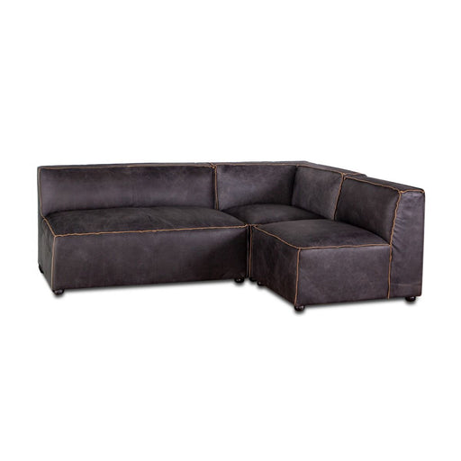 Chiavari Modular Sectional in Distressed Ebony Leather - World Interiors