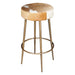 Dallas 15" Backless Bar Stool in Brown Hair on Hide with Antique Gold Legs - World Interiors