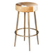 Dallas 15" Backless Bar Stool in Brown Hair on Hide with Antique Gold Legs - World Interiors