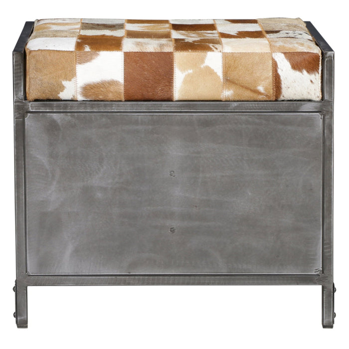 Dallas 23" Small Brown Hair on Hide Reclaimed Locker Bench - World Interiors
