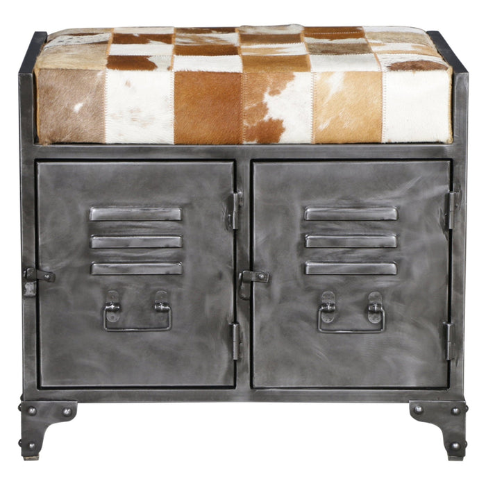 Dallas 23" Small Brown Hair on Hide Reclaimed Locker Bench - World Interiors