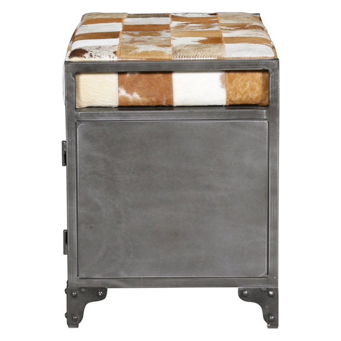 Dallas 23" Small Brown Hair on Hide Reclaimed Locker Bench - World Interiors