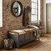 Dallas 47" Large Brown Hair on Hide Reclaimed Locker Bench - World Interiors